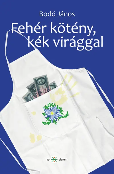 Fehér kötény, kék virággal